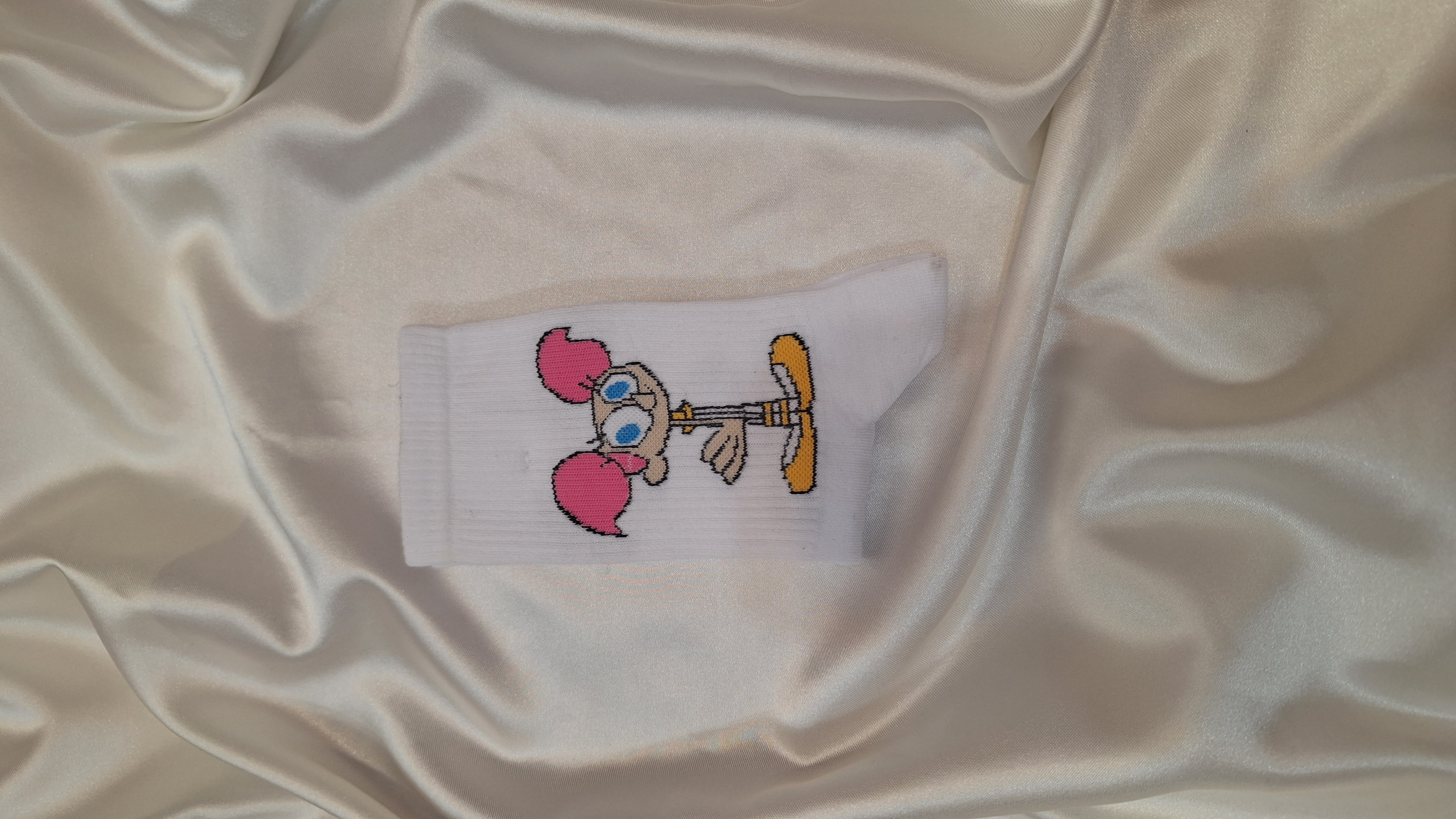 جوراب طرح دار ساق بلند مو صورتی