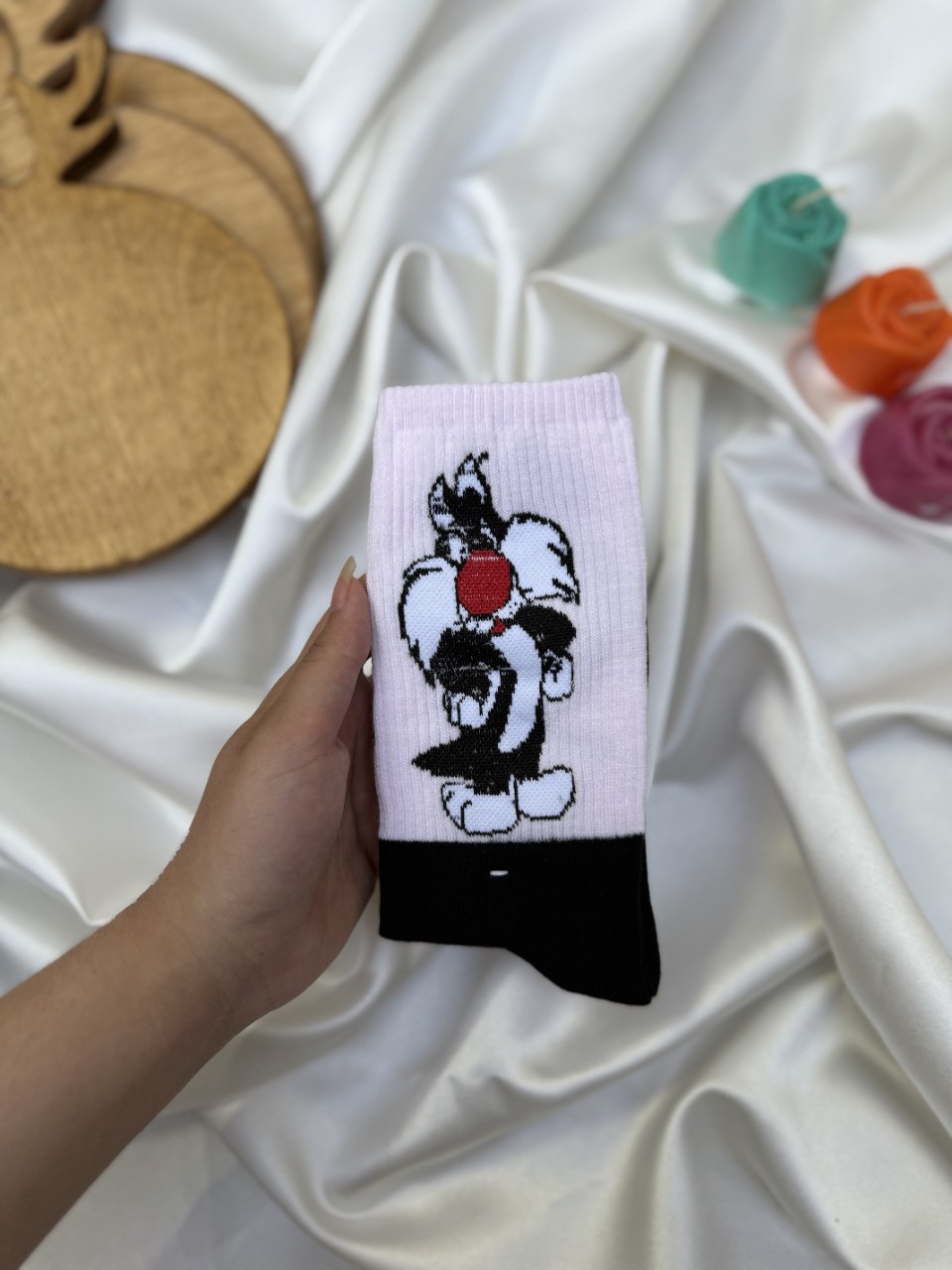 جوراب طرح دار ساق بلند سیلوستر گربه