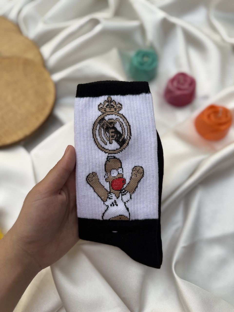 جوراب طرح دار ساق بلند سفید سیمپسون