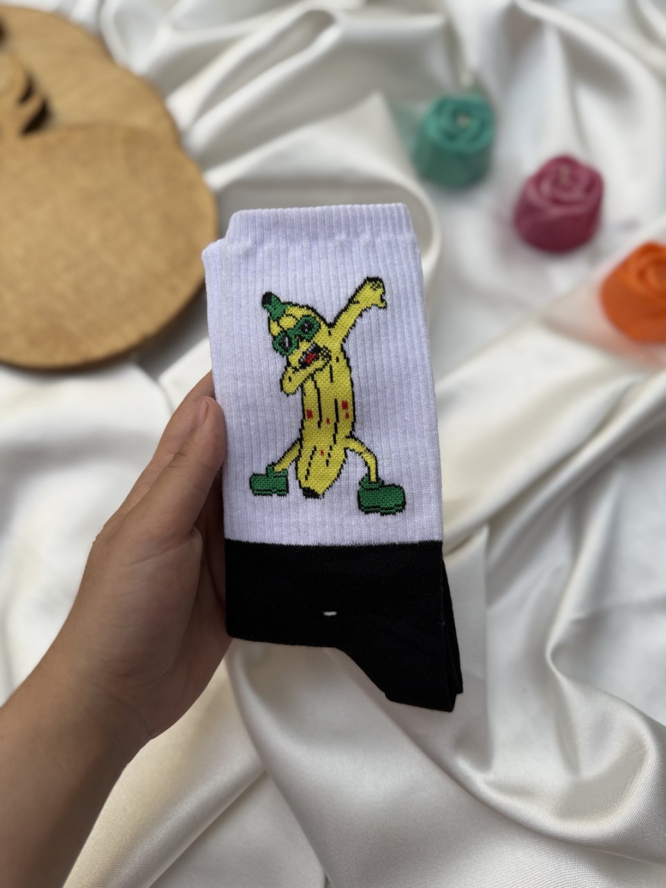 جوراب طرح دار ساق بلند موز