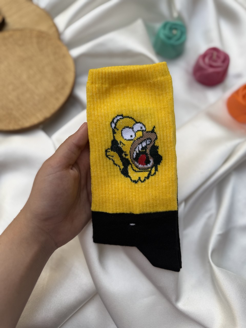 جوراب طرح دار ساق بلند زرد سیمپسون