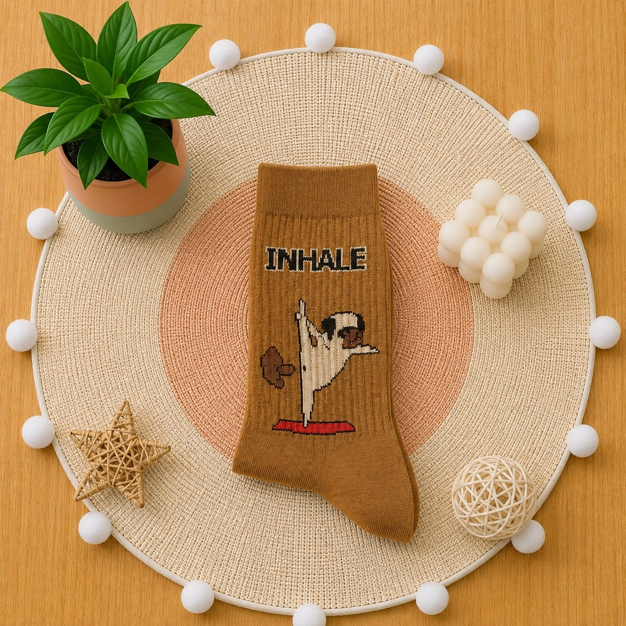 جوراب ساق بلند طرح دار پنبه ای INHALE فری سایز 37 تا 43 با کش انگلیسی