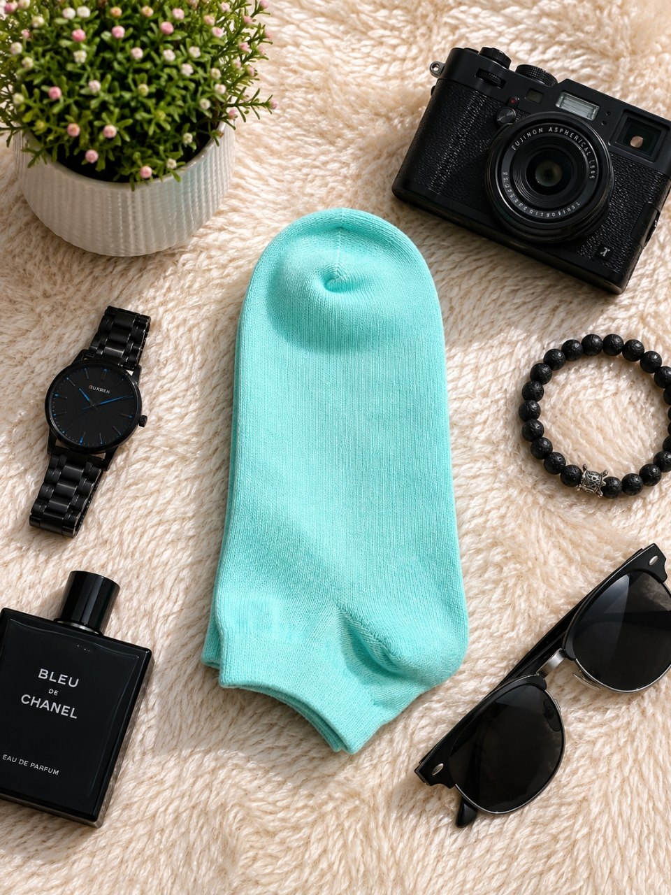 جوراب مچی ساده آبی پاستیلی فری سایز 36 تا 41