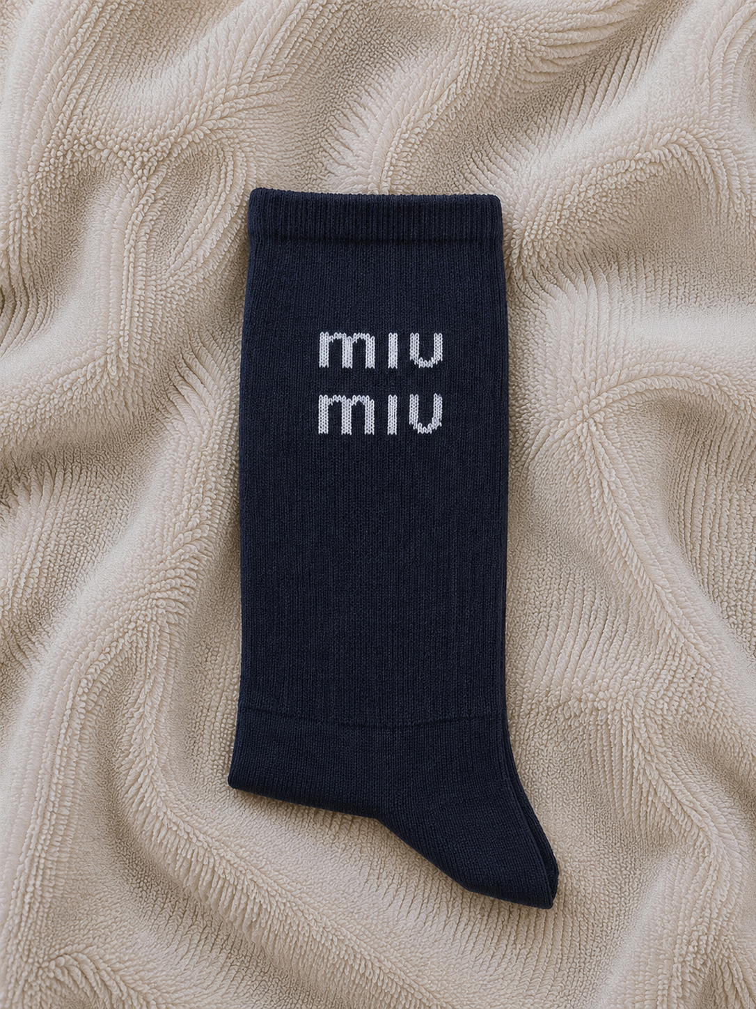 جوراب ساق بلند طرح Miu Miu سرمه ای فری سایز 36 تا 43