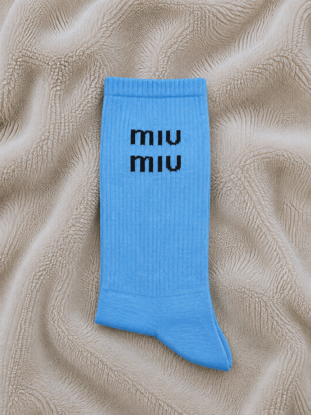 جوراب ساق بلند طرح Miu Miu آبی فری سایز 36 تا 43